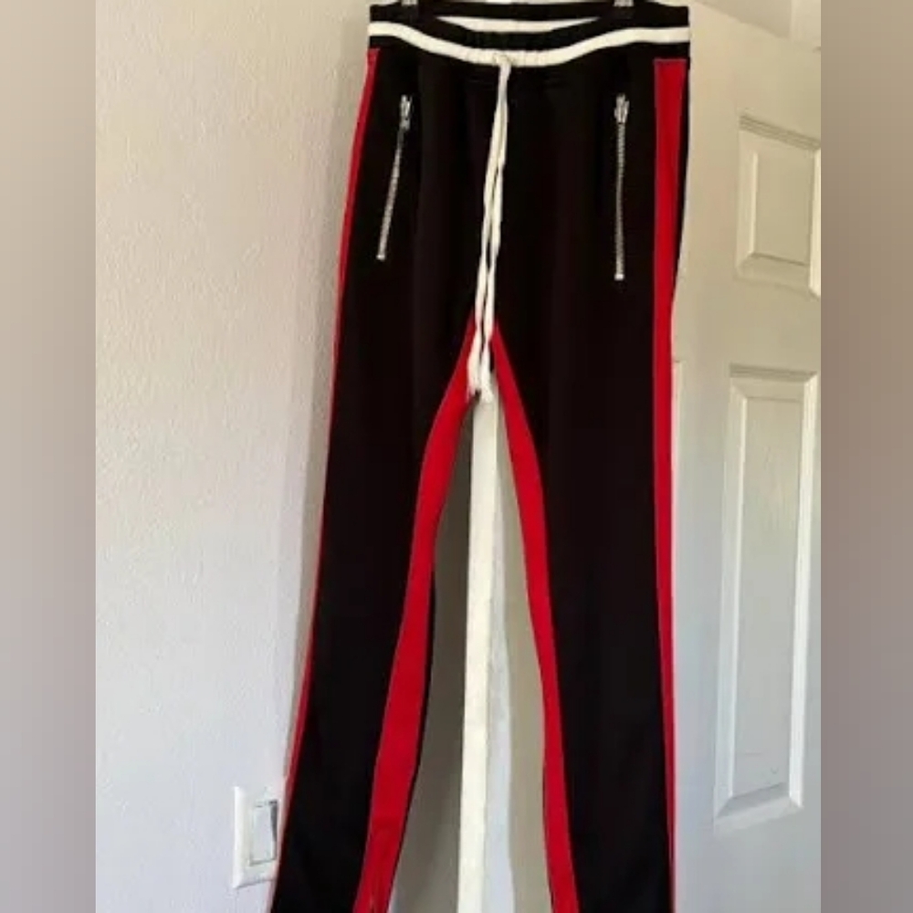 Fear Of God Silk Joggers Black and Red Men's Pants Sweats Size L TTS